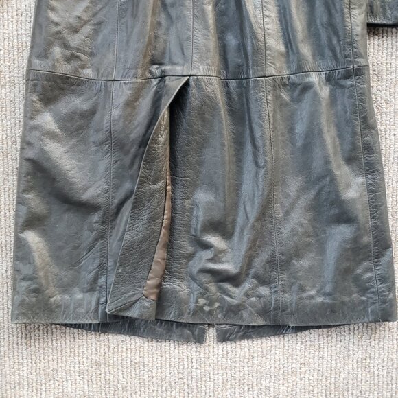 Sisley Vintage Distressed Leather Trench Coat Women's 40 IT (4 US) Brown Gray - Picture 9 of 13